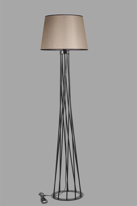 Opviq Lámpara de pie Havin con pantalla de mimbre oscuro en Beige y Negro Opviq Lámpara de pie Havin con pantalla de mimbre oscuro en Beige y Negro